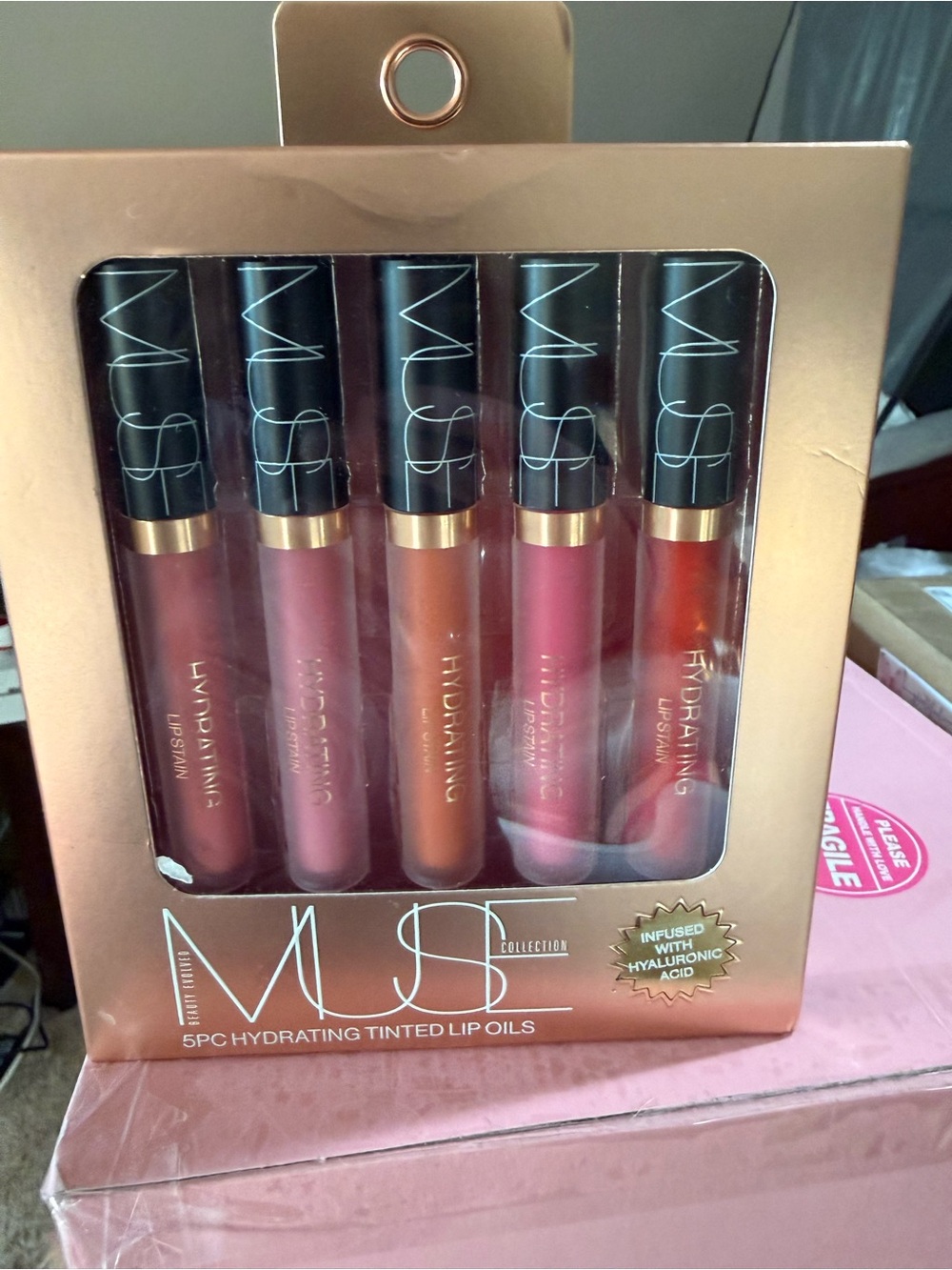 MUSE  Hydrating Tinted Lip Oil Set — 5pc Pink & Coral Shades